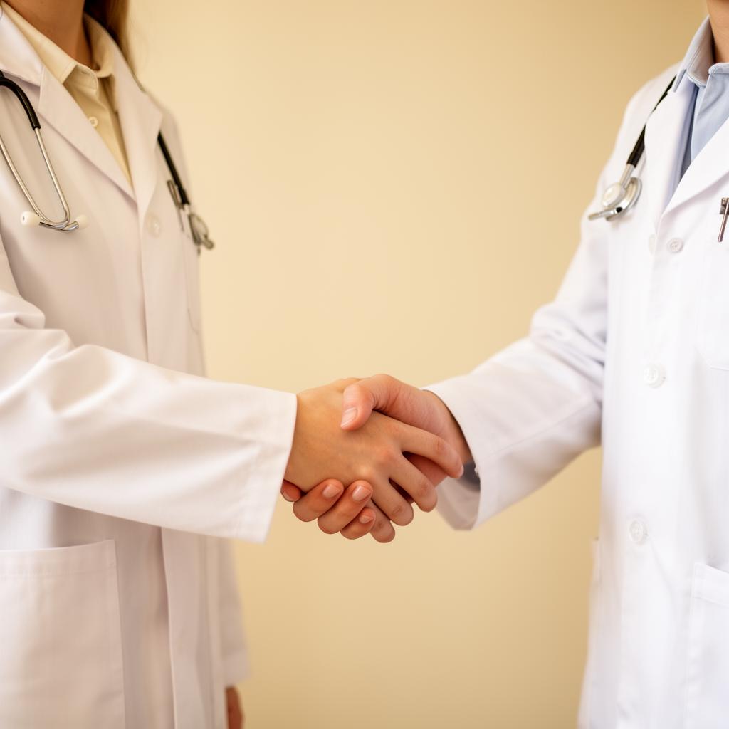 Two physicians shaking hands